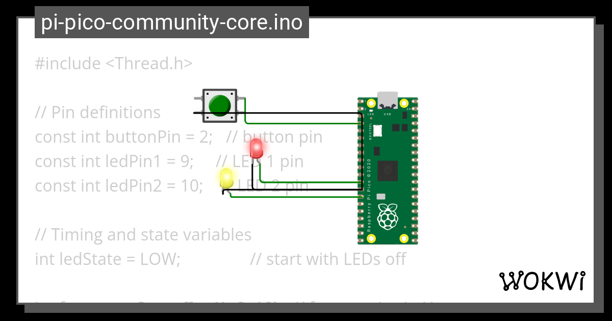 Pi Pico Community Core Ino Copy2 Wokwi ESP32 STM32 Arduino Simulator