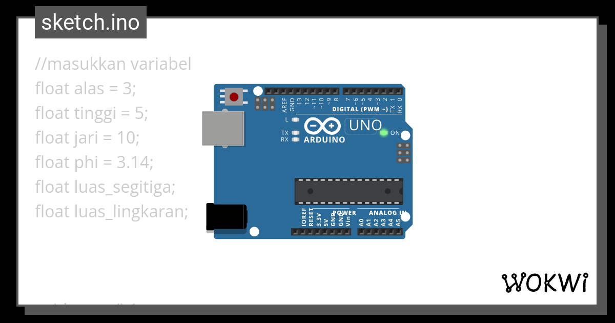 Robotic Hendry Luas Lingkaran Segitiga Wokwi ESP32 STM32 Arduino