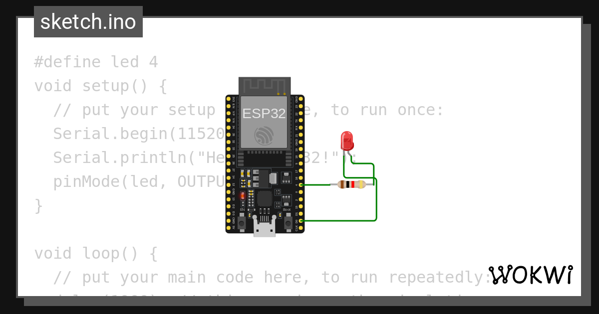 Led Interfacing ESP32 Wokwi ESP32 STM32 Arduino Simulator