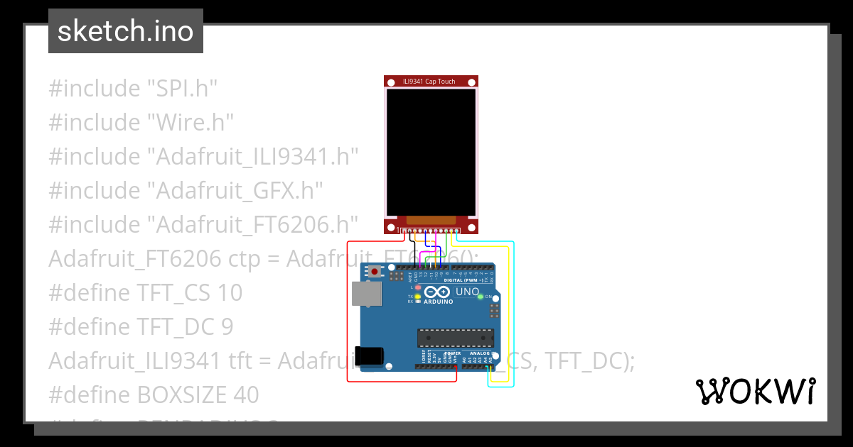 TFT 2 Touch Screen Wokwi ESP32 STM32 Arduino Simulator