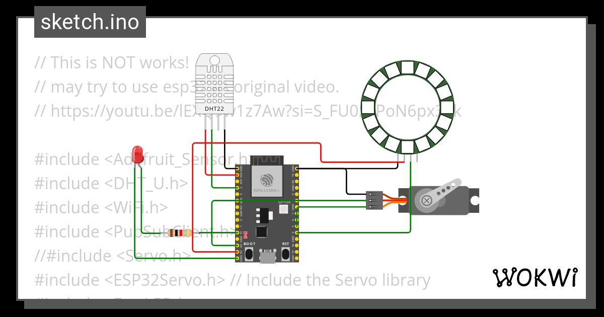 Esp32 C3 LED Servo MQTT Wokwi ESP32 STM32 Arduino Simulator