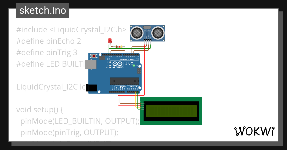 Sensor Jarak Ultrasonik Wokwi ESP32 STM32 Arduino Simulator