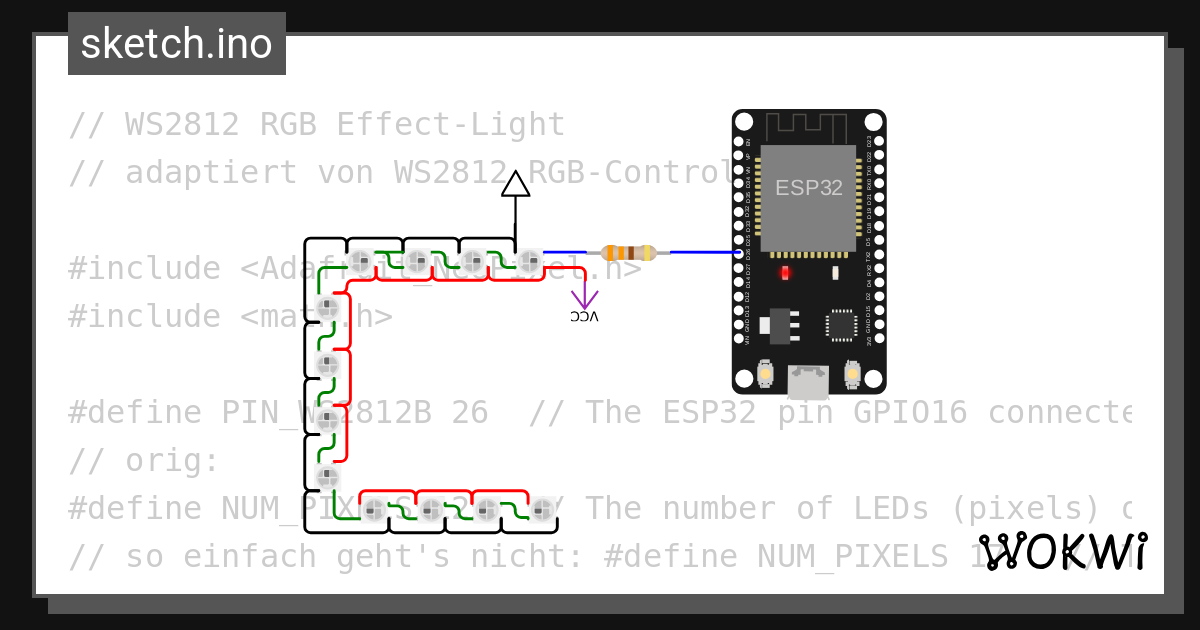 WS2812 RGB Effect Light Wokwi ESP32 STM32 Arduino Simulator