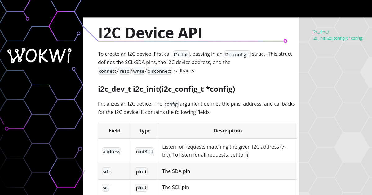 I2C Device API | Wokwi Docs