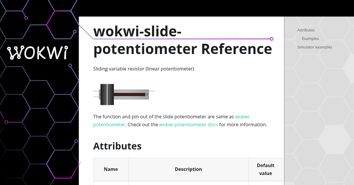 wokwi-slide-potentiometer Reference | Wokwi Docs