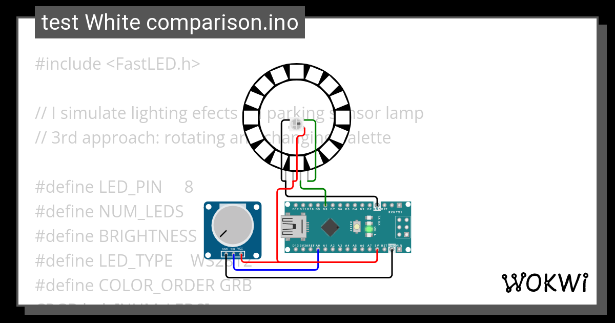 Wokwi Arduino simulator- Fast LEDs colour palette - 2022 