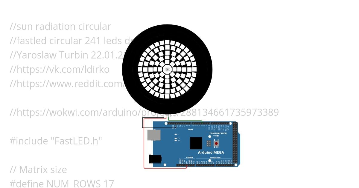 sun radiation circular.ino simulation