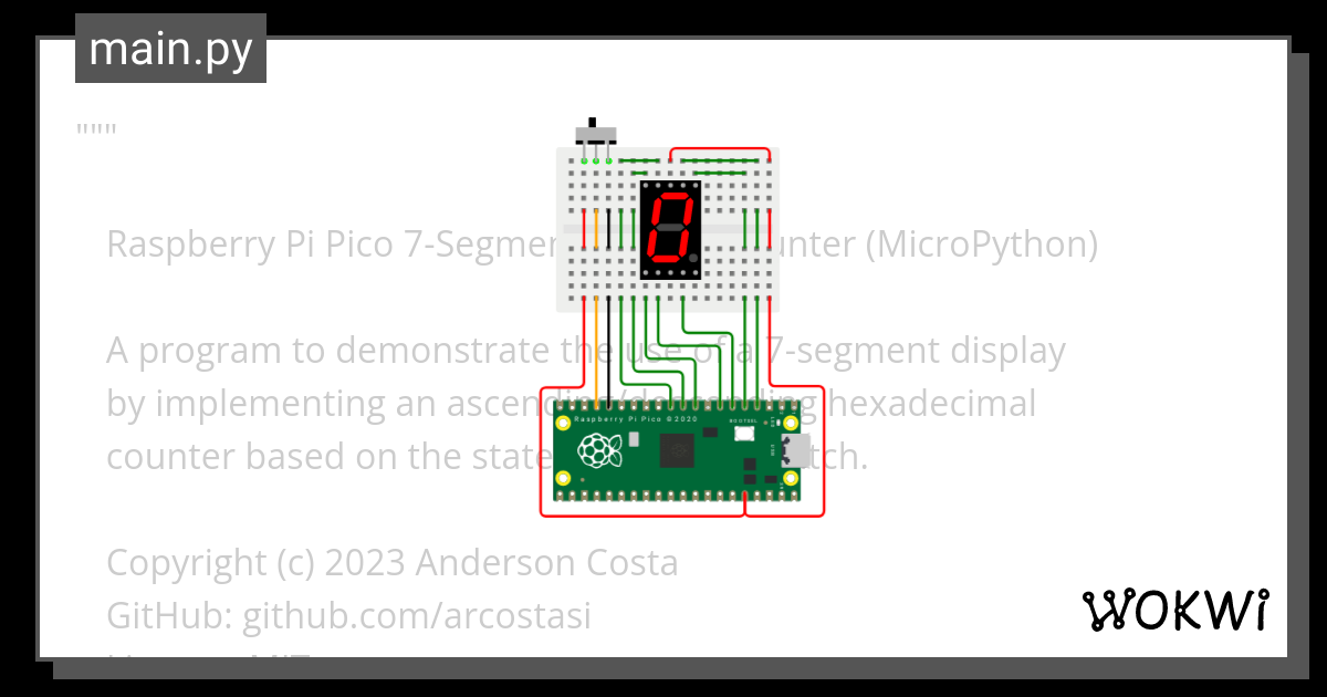 7-Segment Display Counter - Wokwi ESP32, STM32, Arduino Simulator