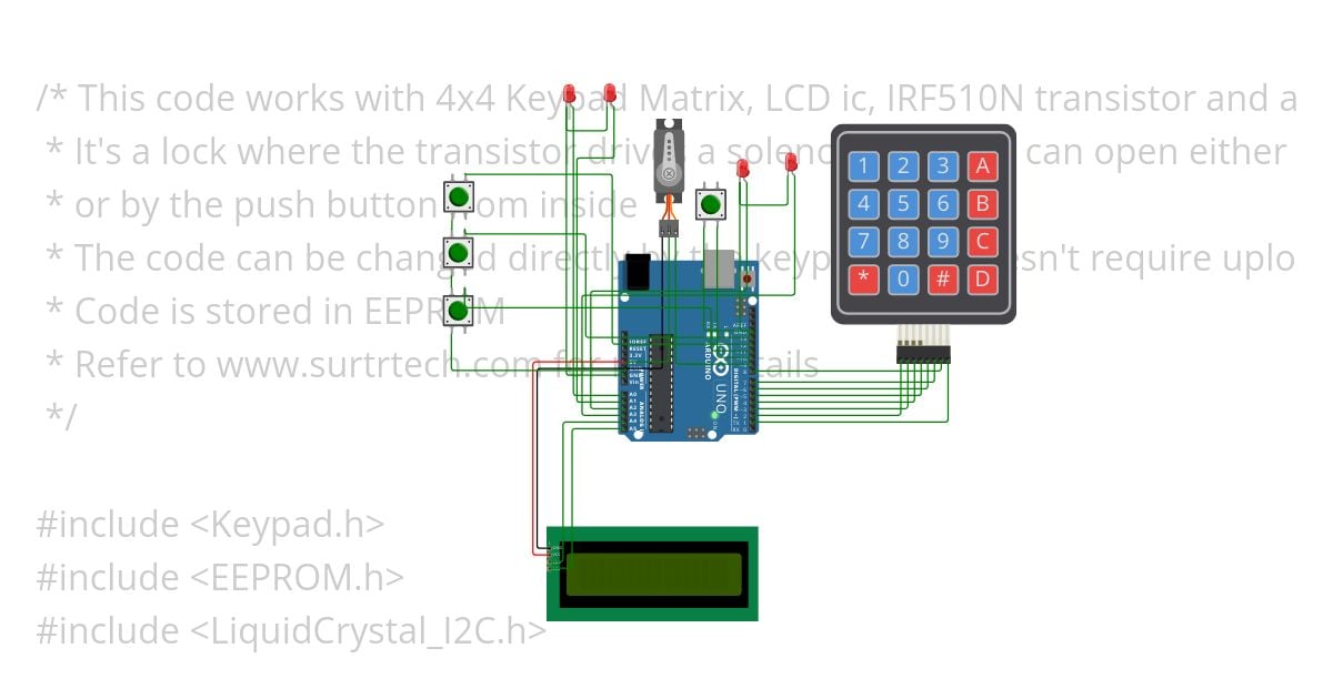 Automatic Door With Keypad Lock And I2C Display.ino simulation