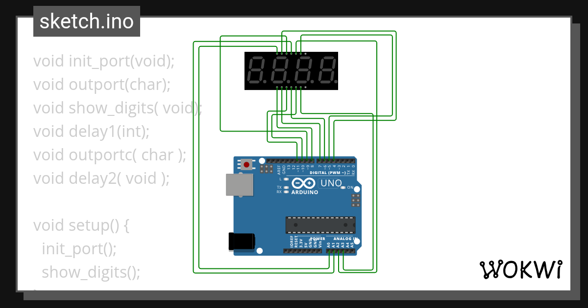 Quad Seven Segment Display - Wokwi ESP32, STM32, Arduino Simulator