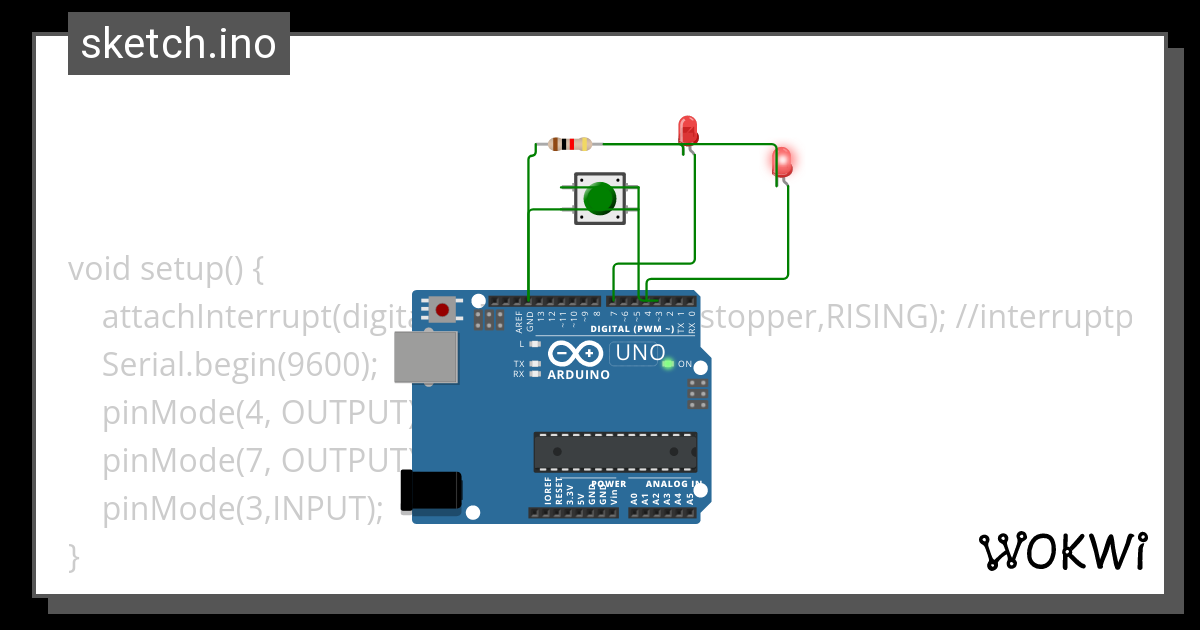 attachInterrupt.ino - Wokwi ESP32, STM32, Arduino Simulator