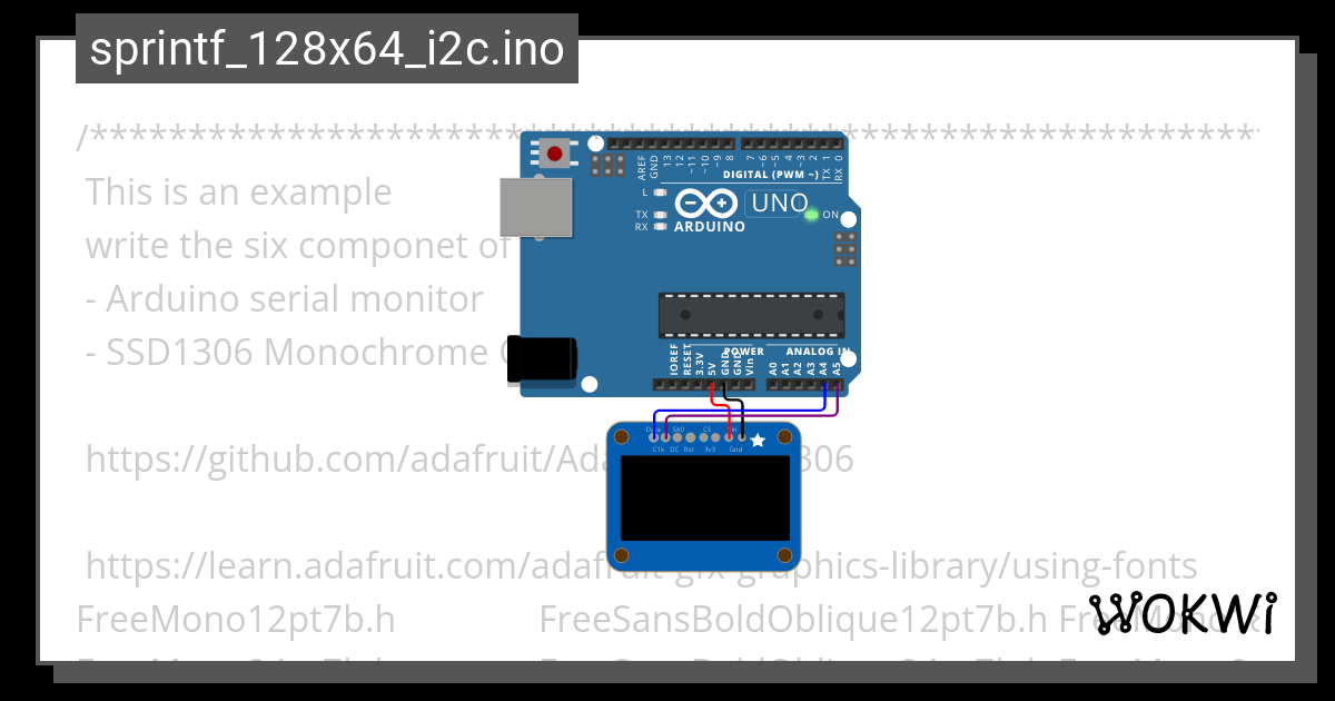 printf_128x64_i2c.ino - Wokwi ESP32, STM32, Arduino Simulator