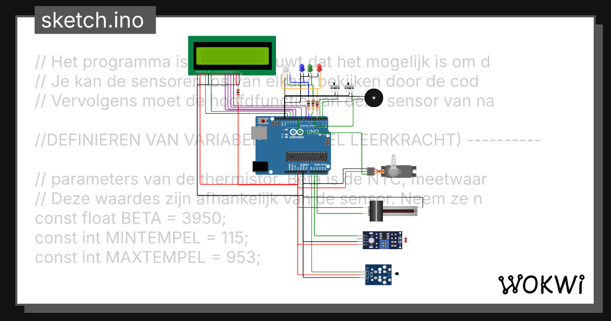 combinatie van sensors - Wokwi ESP32, STM32, Arduino Simulator