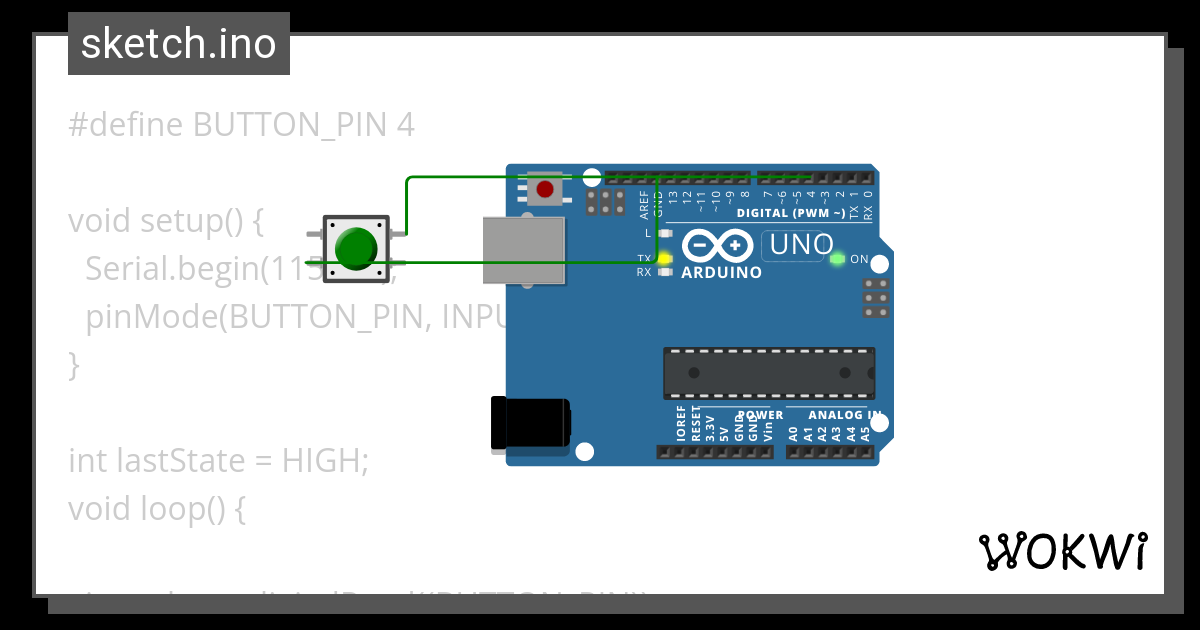 Button pressed - Wokwi ESP32, STM32, Arduino Simulator