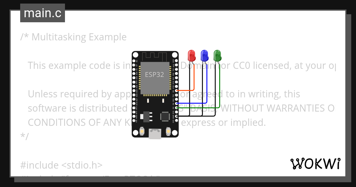 ESP-IDF FreeRTOS tasks - Wokwi ESP32, STM32, Arduino Simulator