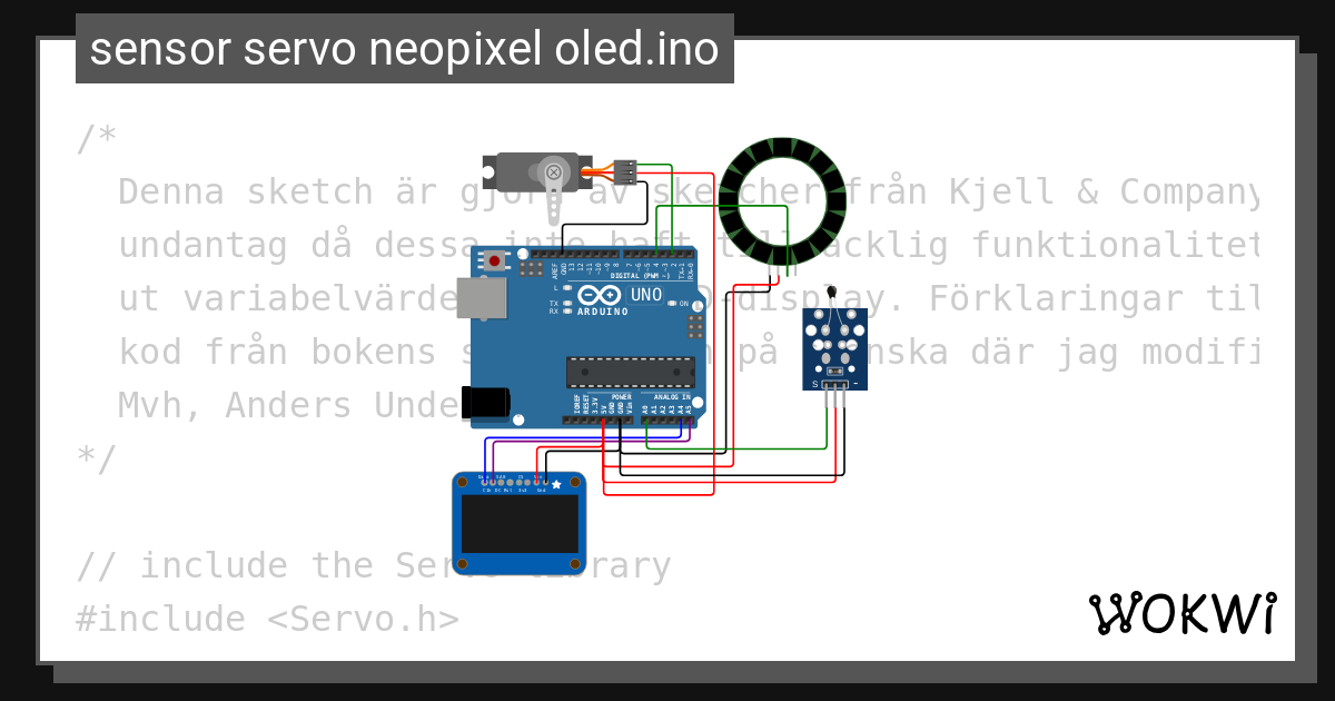 Sensor servo neopixel oled ino wokwi esp32 stm32 arduino simulator