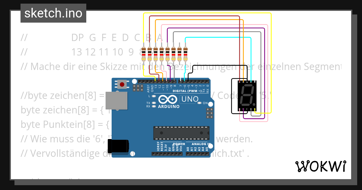 Seven Segment 1 - Wokwi ESP32, STM32, Arduino Simulator
