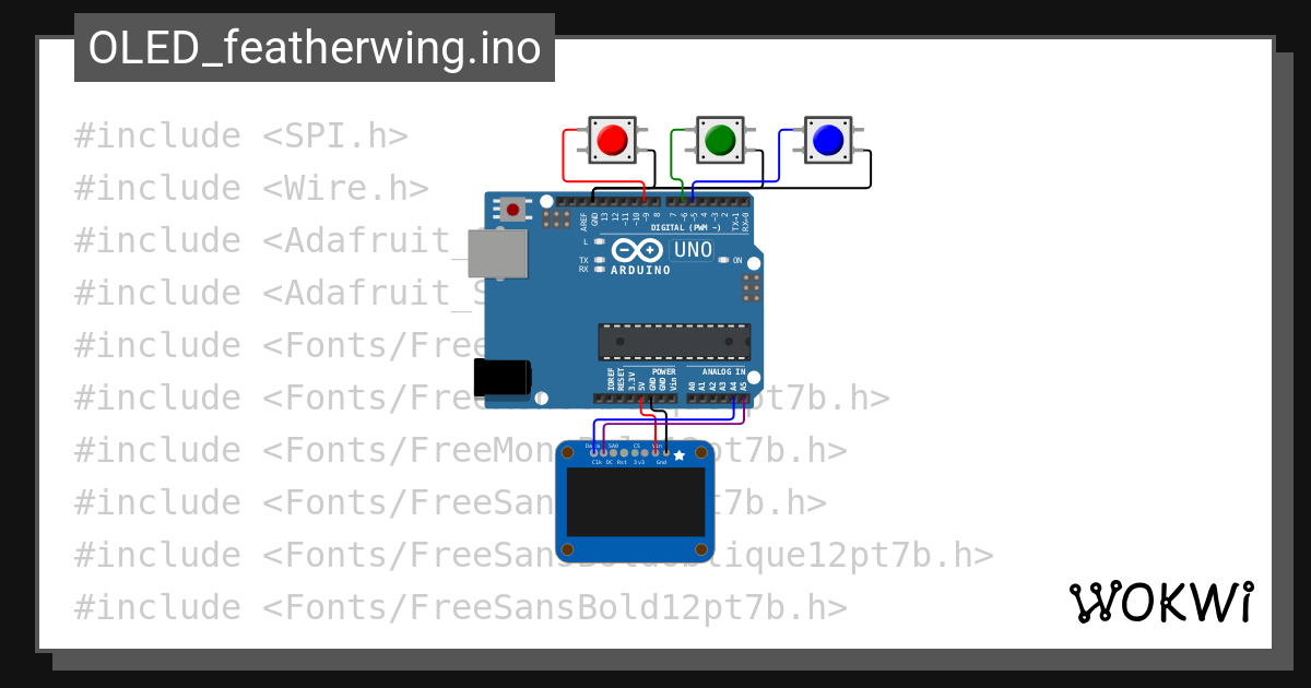 Oled featherwing ino wokwi esp32 stm32 arduino simulator