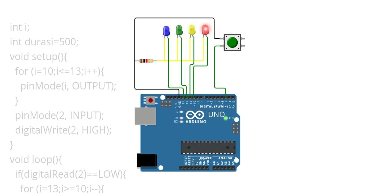 4 Led 1 Tombol simulation