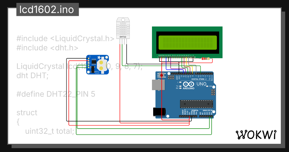 lcd1602.ino - Wokwi ESP32, STM32, Arduino Simulator