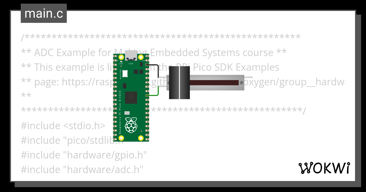 RPi Pico ADC - Wokwi ESP32, STM32, Arduino Simulator