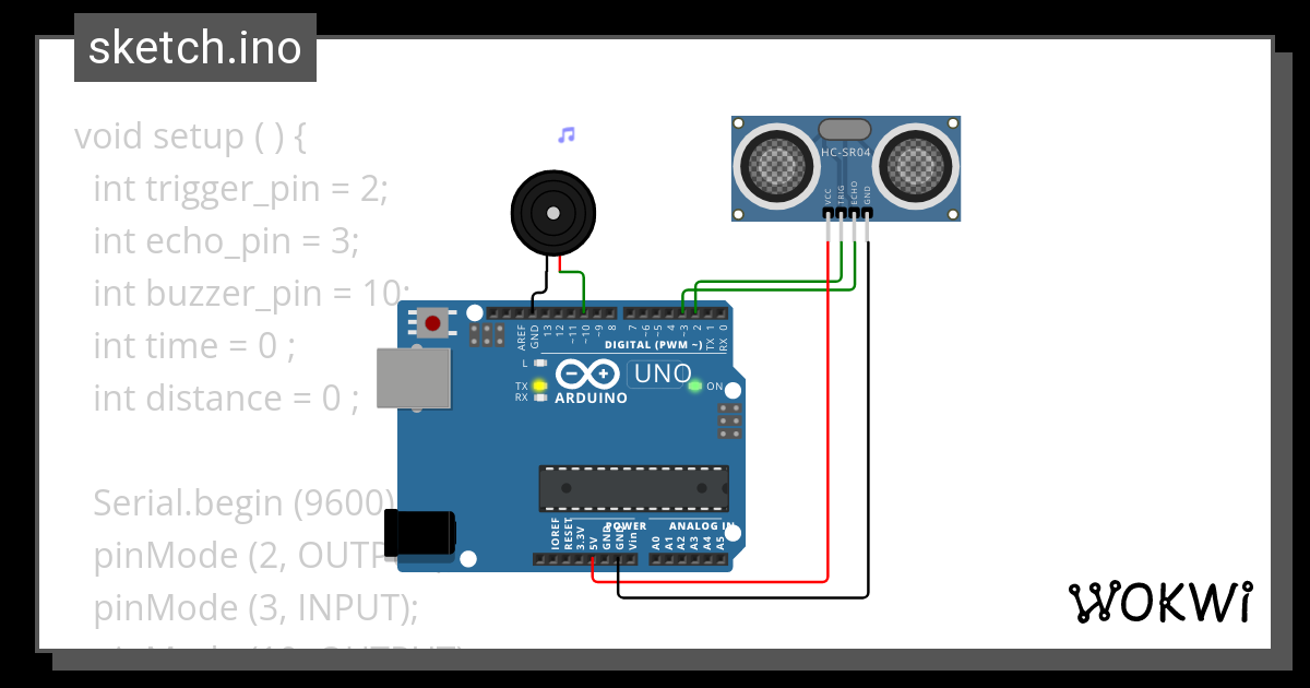 Ultrasonic Sensor - Wokwi ESP32, STM32, Arduino Simulator