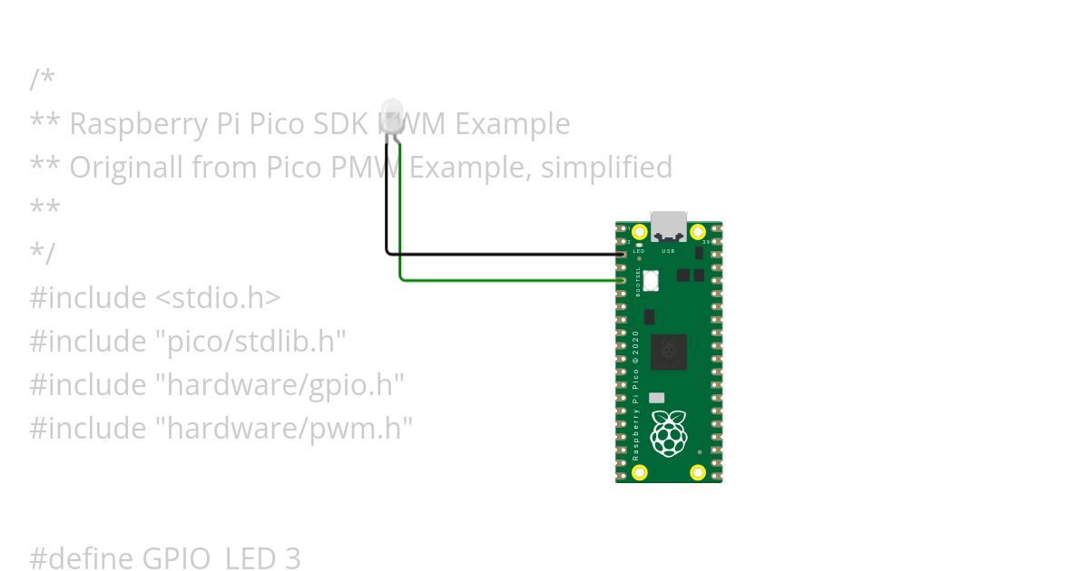 PPi Pico LED example (Simple PWM) simulation