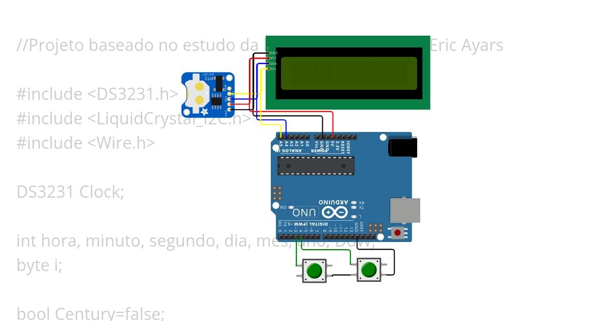 Relógio simples com DS3231 simulation