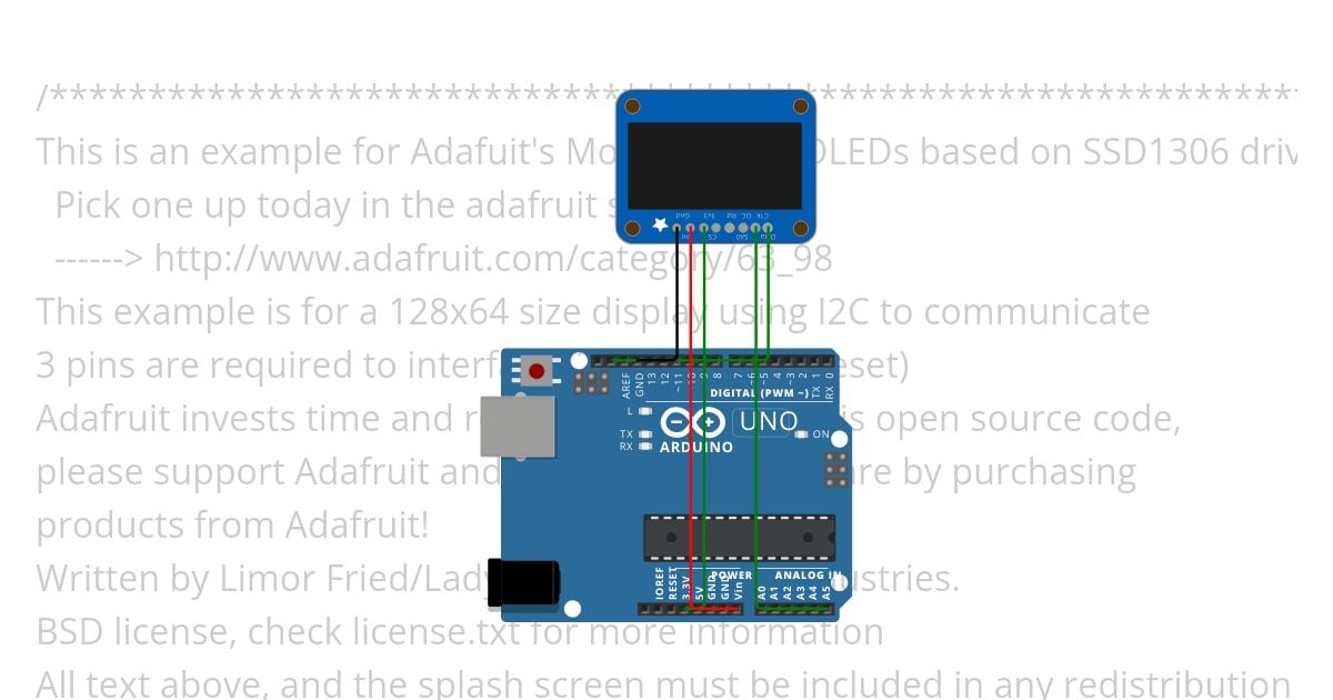 SD1306 OLD Display.ino simulation