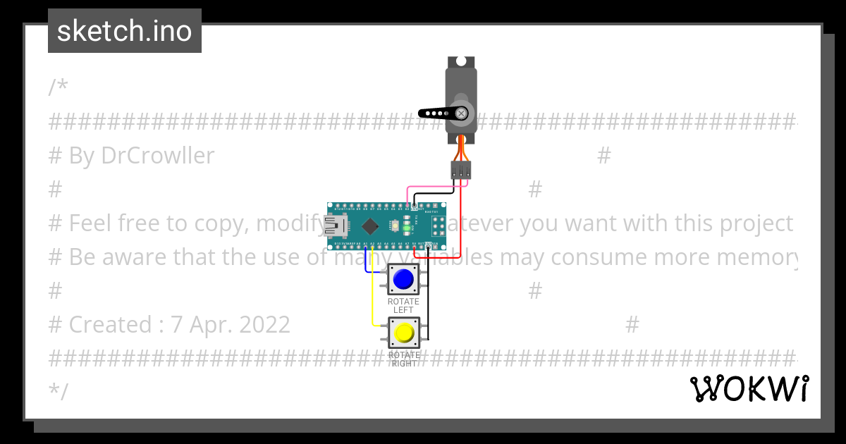 Two Buttons Controlled Servo Wokwi Esp32 Stm32 Arduino Simulator