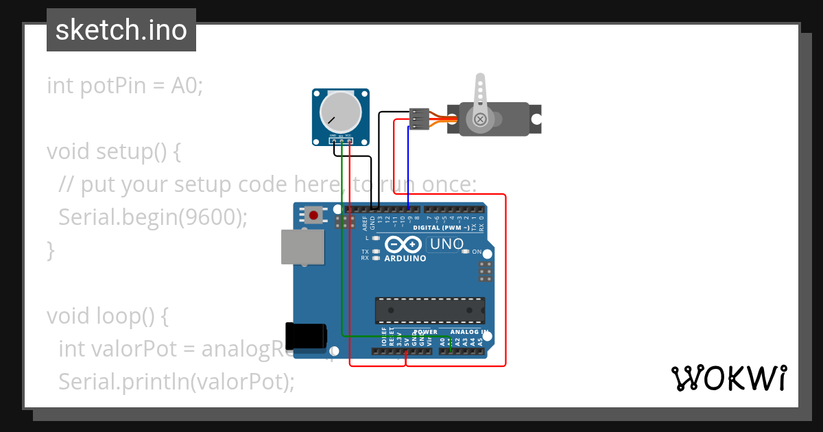 Potenciometro com Servo - Wokwi ESP32, STM32, Arduino Simulator