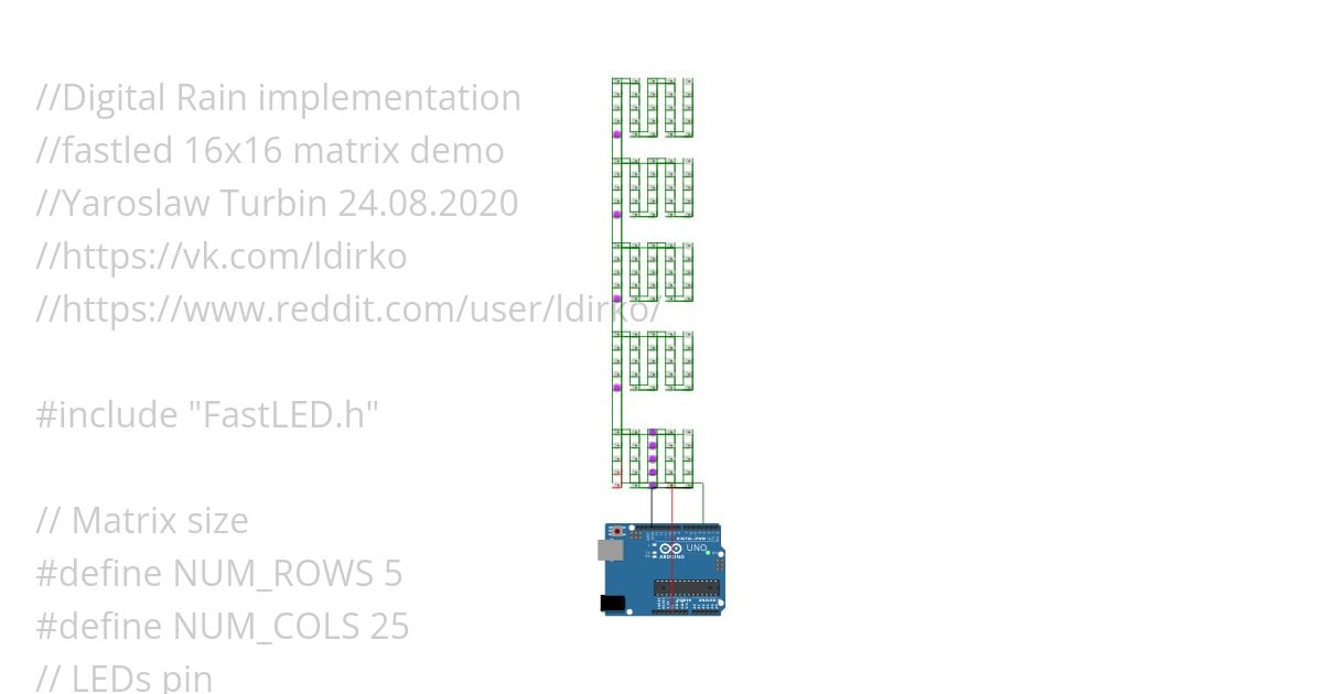 DigitalRain.ino simulation