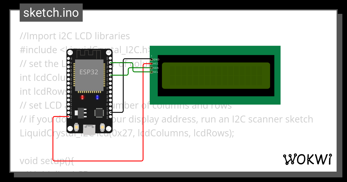 Lcd I2c Dengan Esp32 Menggunakan Ide Arduino By Shafa Amarsya Wokwi And