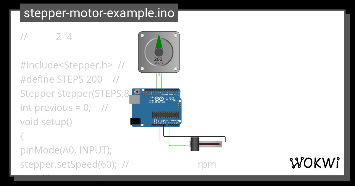 Stepper Motor Example Ino Wokwi Esp Stm Arduino Simulator