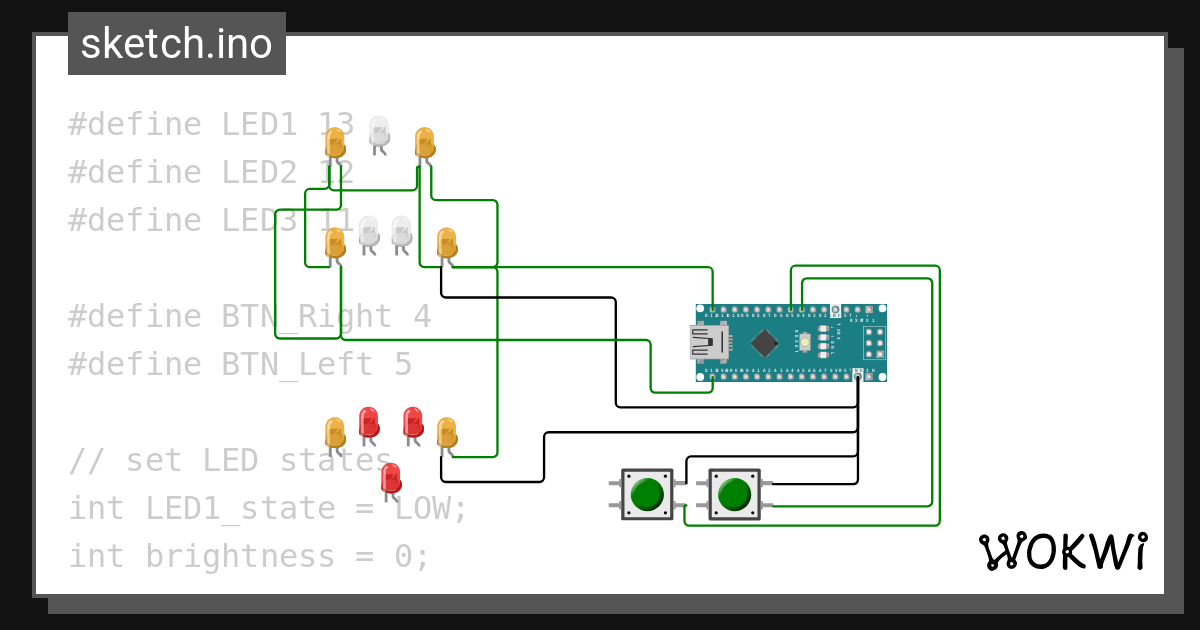 Arduino Lights Scoot - Wokwi ESP32, STM32, Arduino Simulator