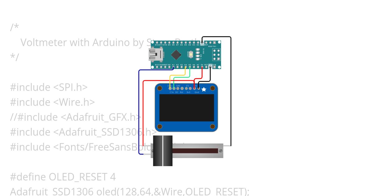 simple accurate voltmeter (Adafruit, Oled) simulation