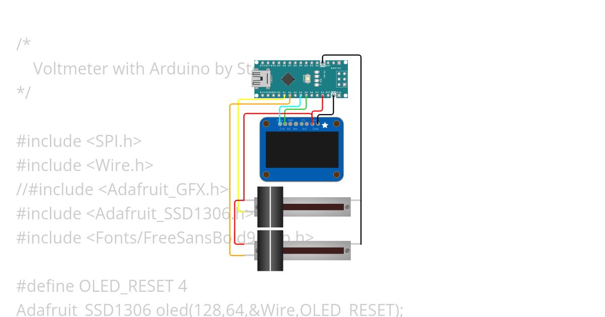 simple accurate voltmeter (Adafruit, Oled) simulation