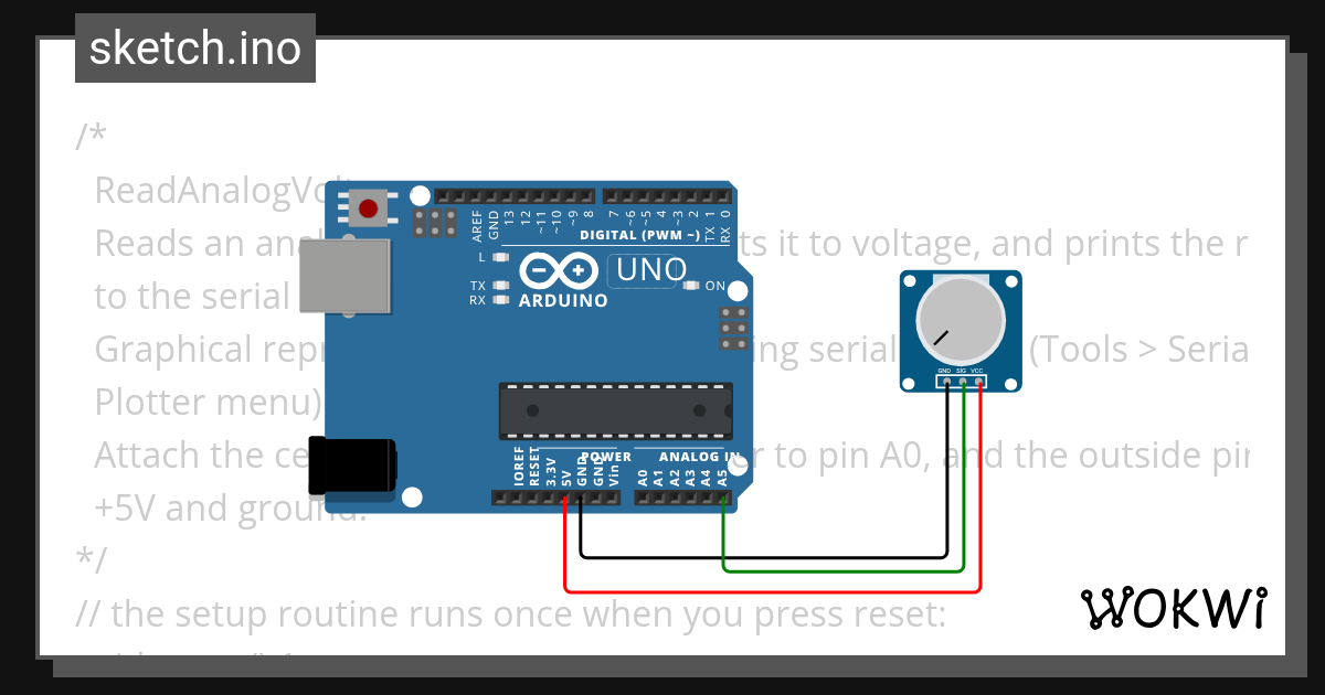 POTENTIOMETER Wokwi ESP32, STM32, Arduino Simulator