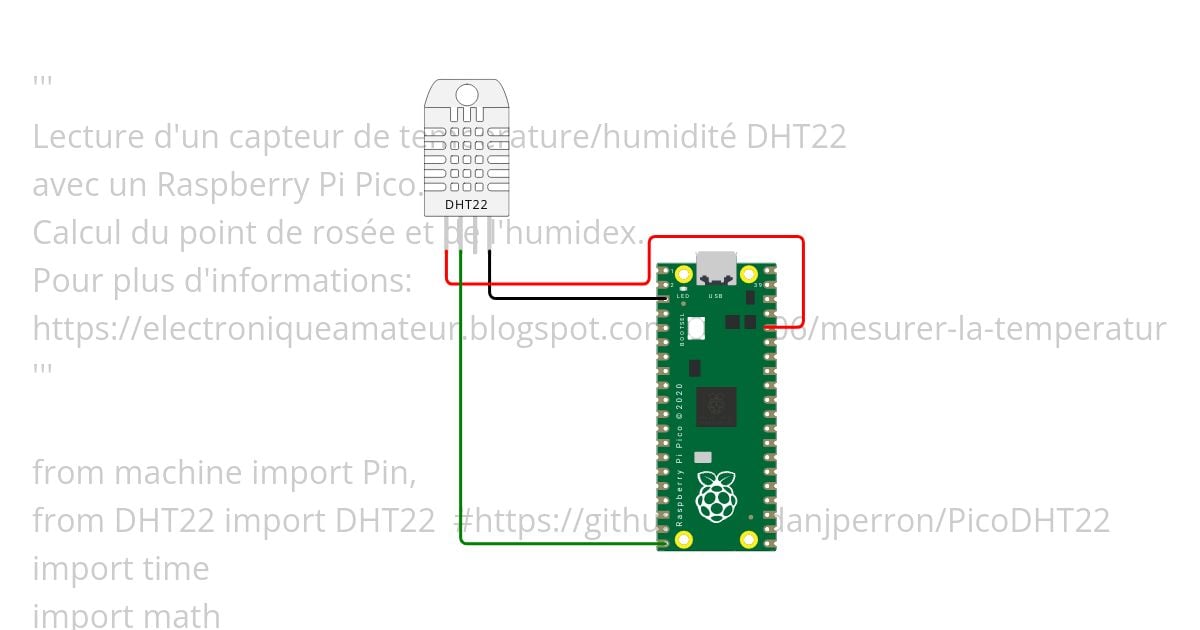 DHT22 Lecture température et humidité simulation