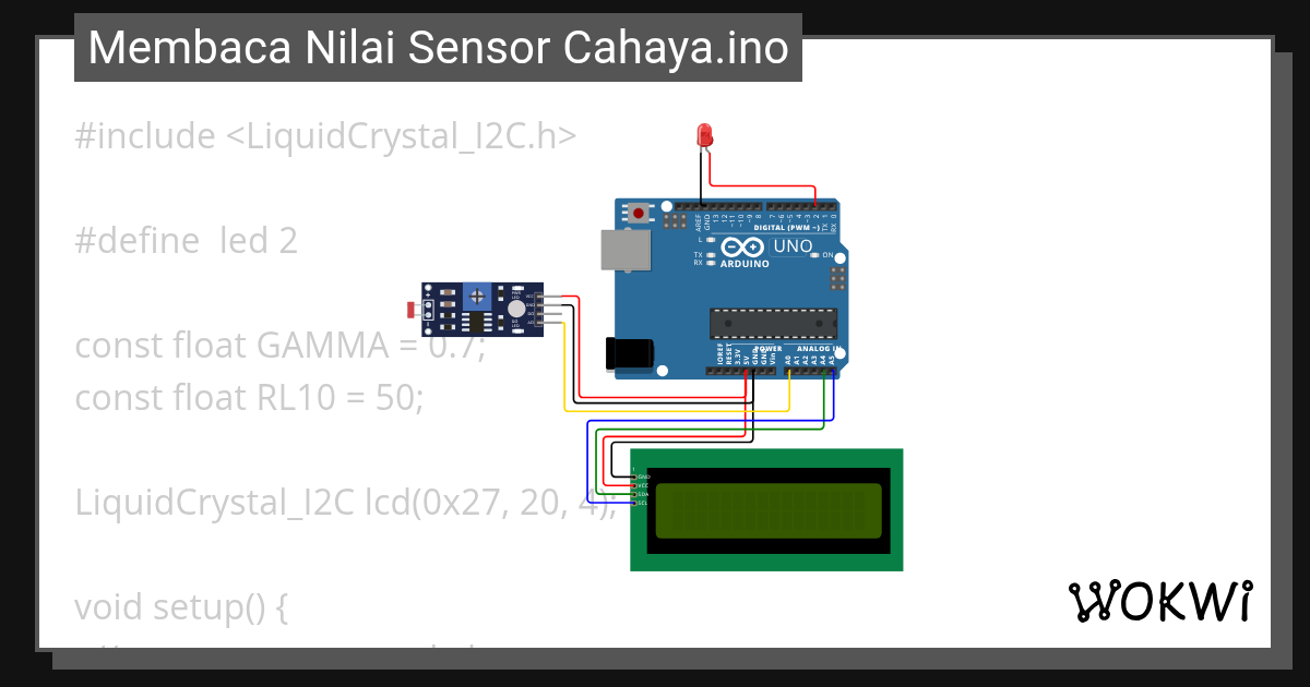 Membaca Nilai Sensor Cahaya.ino - Wokwi ESP32, STM32, Arduino Simulator