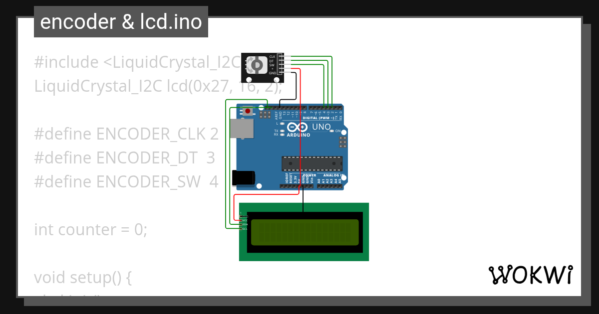 encoder & lcd.ino - Wokwi ESP32, STM32, Arduino Simulator