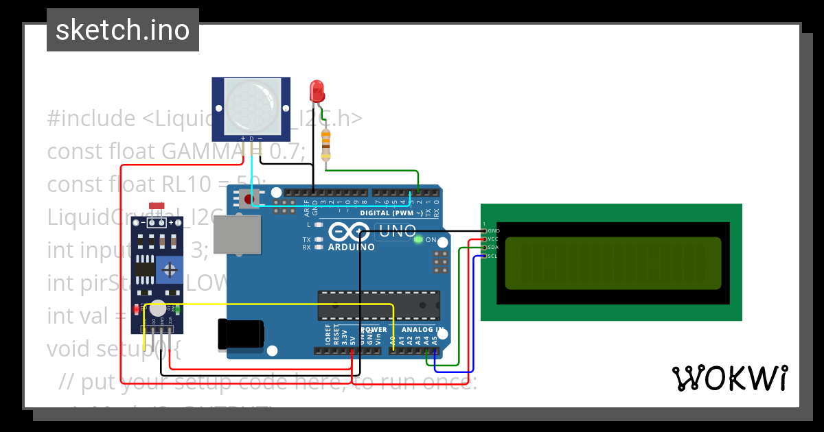 PIR + LDR - Wokwi ESP32, STM32, Arduino Simulator