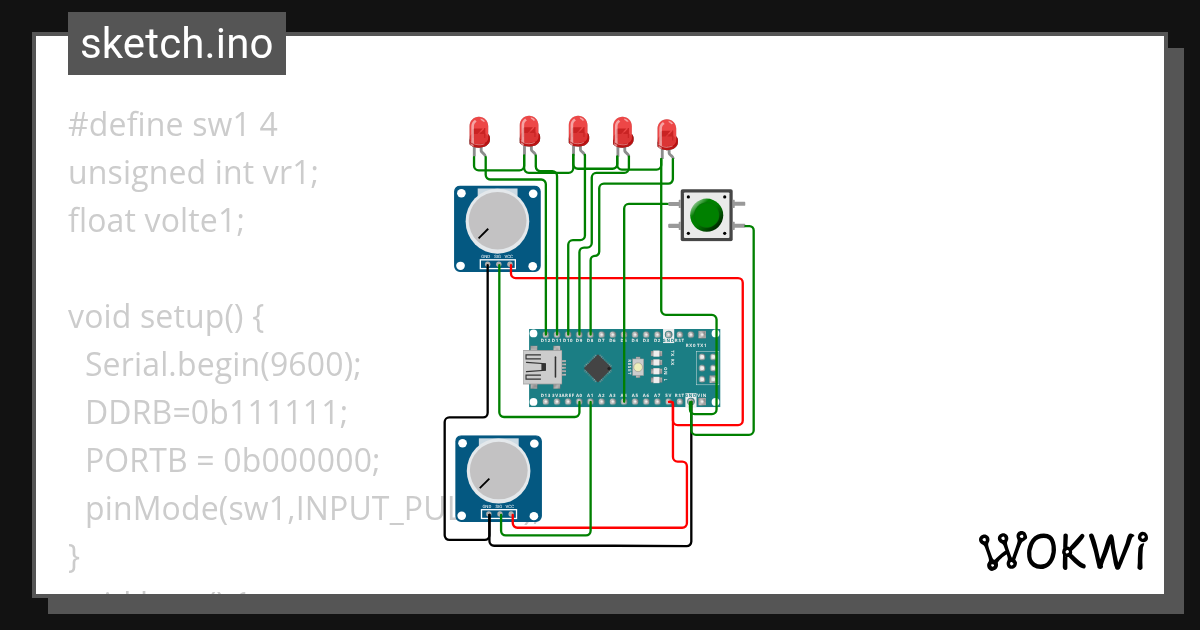 vr1-2 มากกว่าน้อยกว่า 500 ให้led ติดดับตามเงื่อนไข - Wokwi ESP32, STM32 ...
