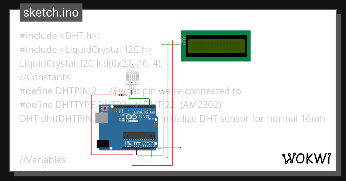 I2C + DHT22 - Wokwi ESP32, STM32, Arduino Simulator