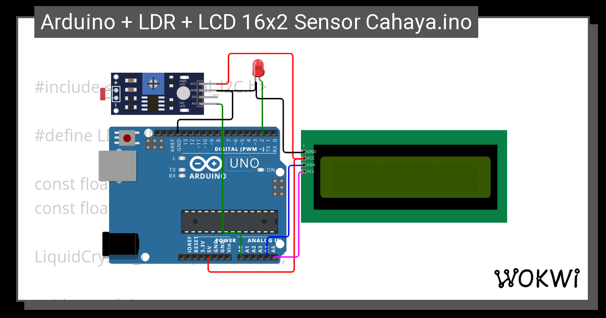 Arduino Ldr Lcd 16x2 Sensor Cahaya Ino Wokwi Esp32 St 