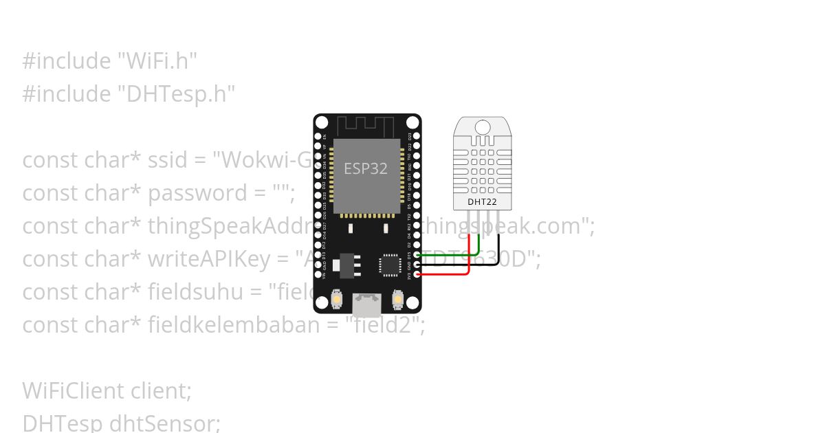 ESP32 cek suhu dan kelembapan to  Thingspeak simulation