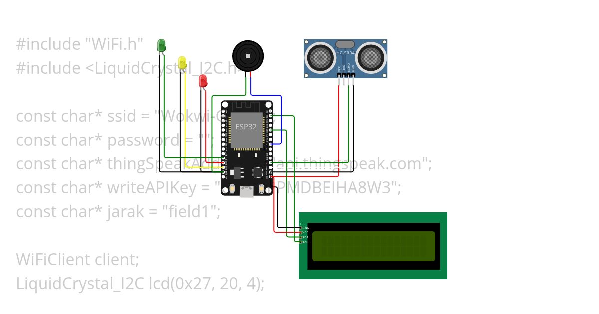 ESP32 cek ketinggian air to thingspeak simulation