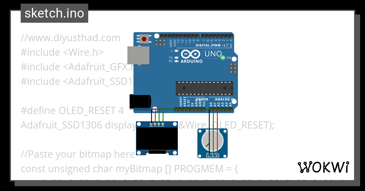 OLED - Potentiometer - Wokwi ESP32, STM32, Arduino Simulator