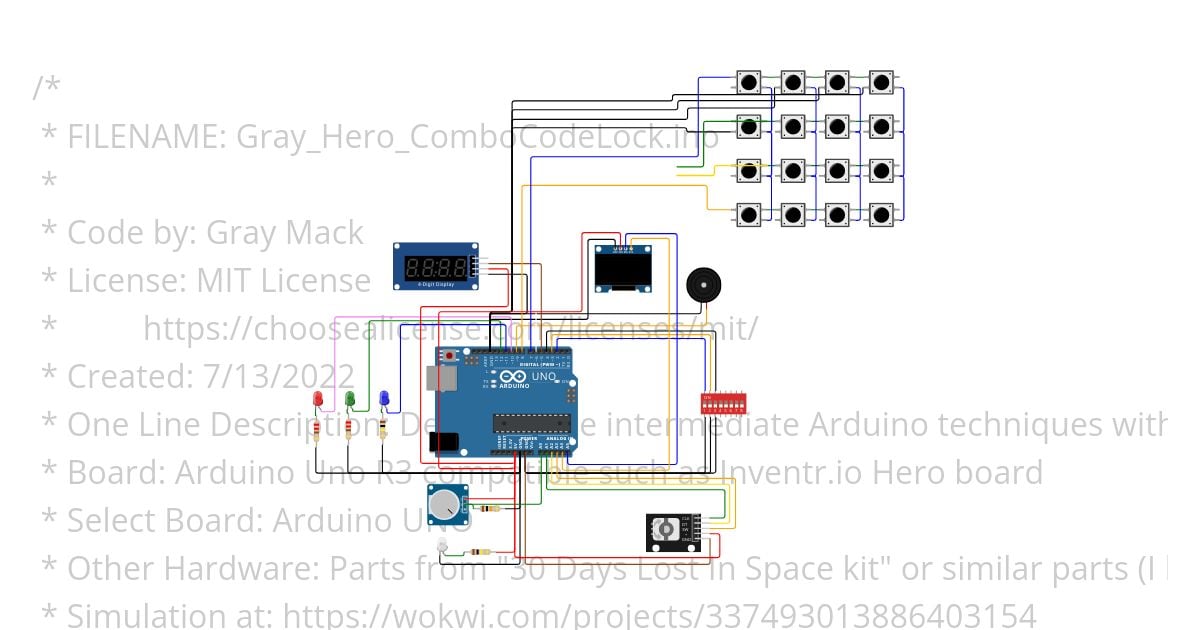 Gray_Hero_ComboCodeLock.ino simulation