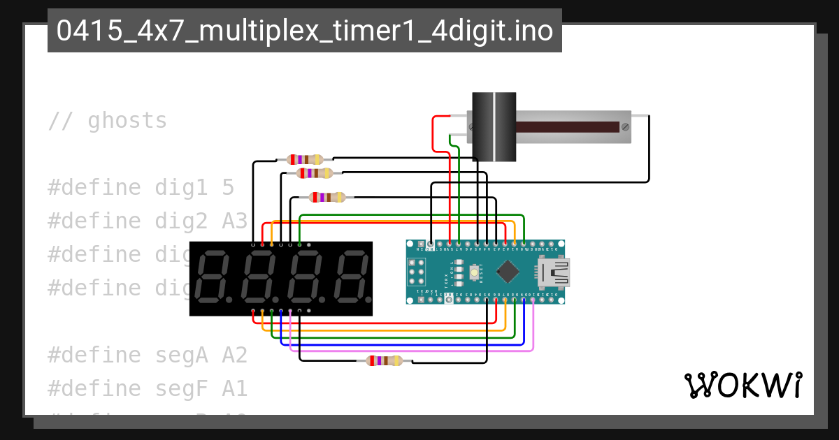 0415_4x7_multiplex_timer1_4digit.ino - Wokwi ESP32, STM32, Arduino ...